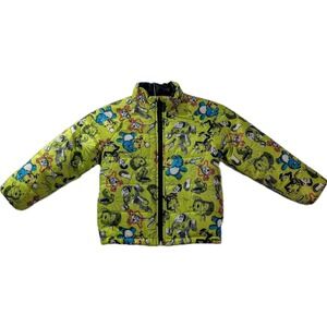 Disney Pixar Toy Story Kids Puffer Jacket Size 4 Green Buzz Woody Forky Rex